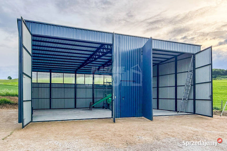 Hala Garaż Blaszany 126m 2x Bramy dwuskrzydłowe blacha Iława