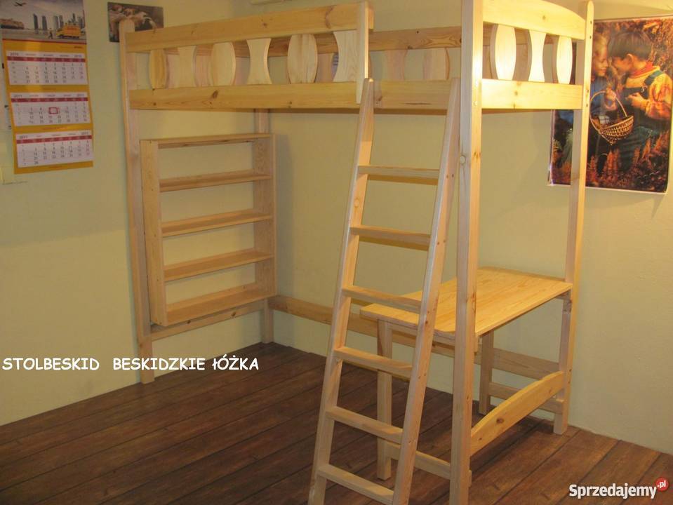 łóżko lozka piętrowe antresola z biurkiem, półką łóżka lozko
