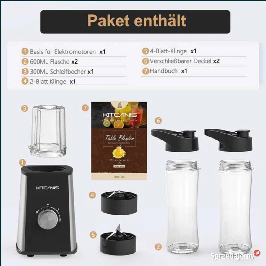 Nowy Blender 3 w 1 KITCANIS 600w Kawa Smoothie Poraj sprzedam