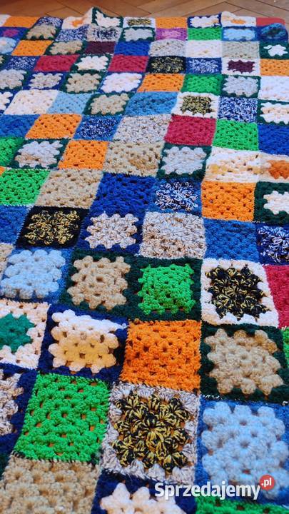 Wełniany koc pled narzuta patchwork handmade Gdańsk sprzedam