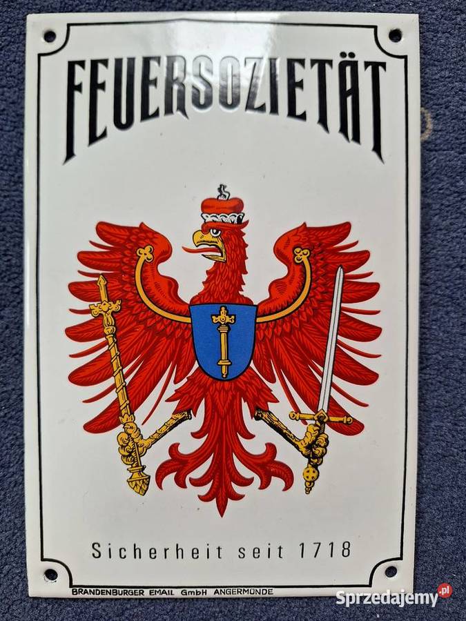 Szyld tabliczka emaliowana Feuersoziett Gdańsk