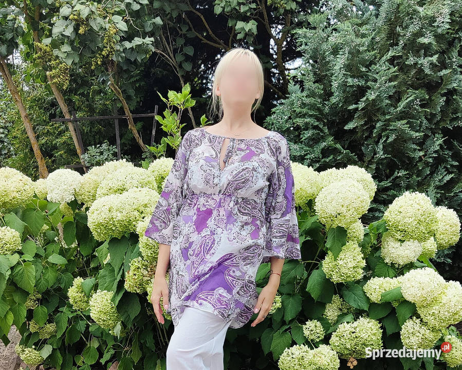 Boho tunika Benetton S 36 bawełna hippie bluzka 3/4 Szczecin