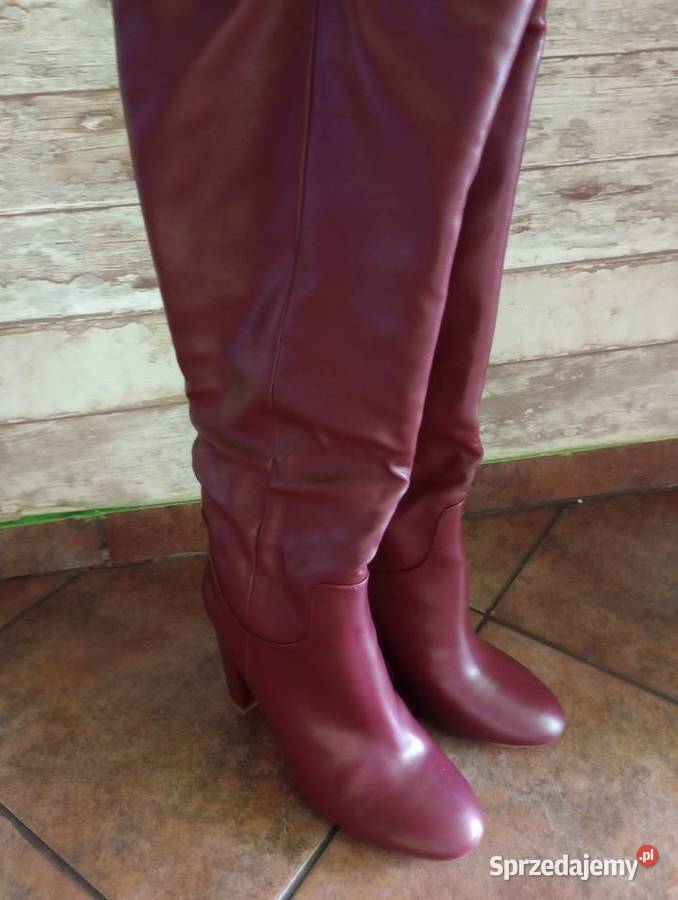 Kozaki damskie bordowe słupek Jenny Fairy Szczecin