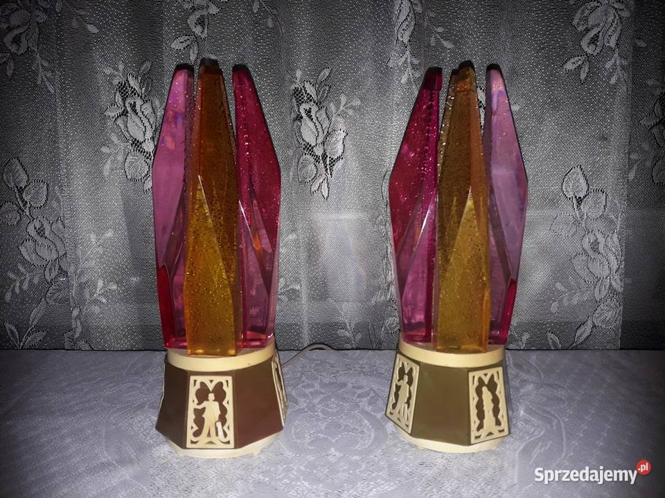 Lampki nocne kryształy stołowe lampy ozdobne PRL Piotrków Trybunalski