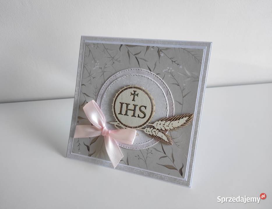 Kartka ręcznie robiona Pierwsza Komunia Święta Łódź
