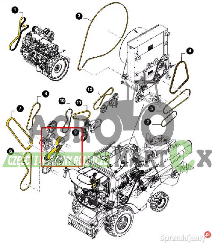 84072772 661366 PAS MŁOCARNI 5HB1915 CNH Do kombajnów Wichrów sprzedam