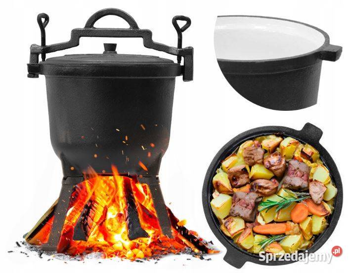 219 Kociołek 10 litrów żeliwny emaliowany