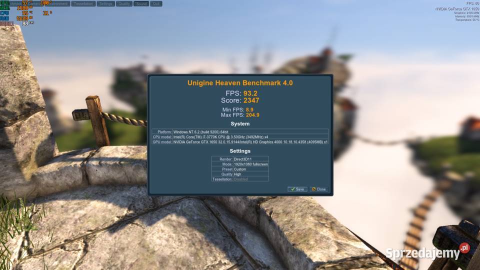 Komputer Gamingowy i73770K GTX 1650 16GB SSD HDD