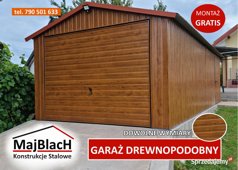 Garaż Blaszany Drewnopodobny NIŻSZA Garaże Brzeg