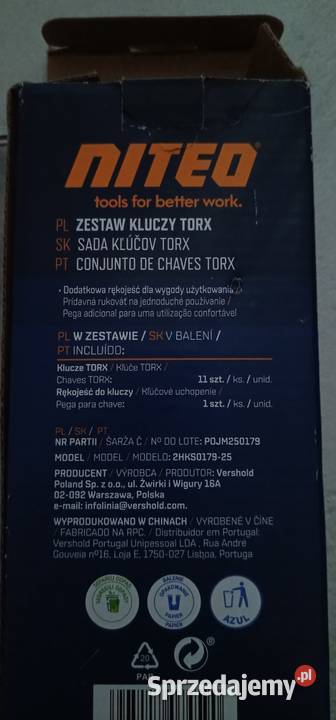 NITEO zestaw kluczy TORX 11 sztuk rękojeść Ełk