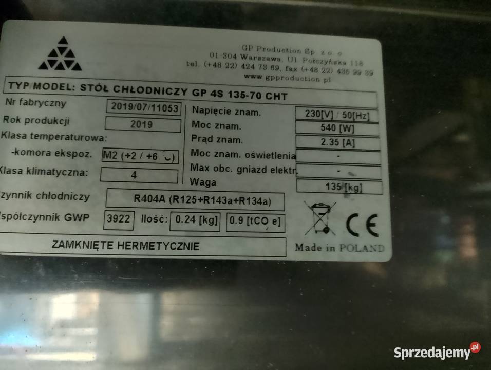 STÓŁ CHŁODNICZY JEZDNY 4 SZUFLADY AGR BOCZNY Wrocław