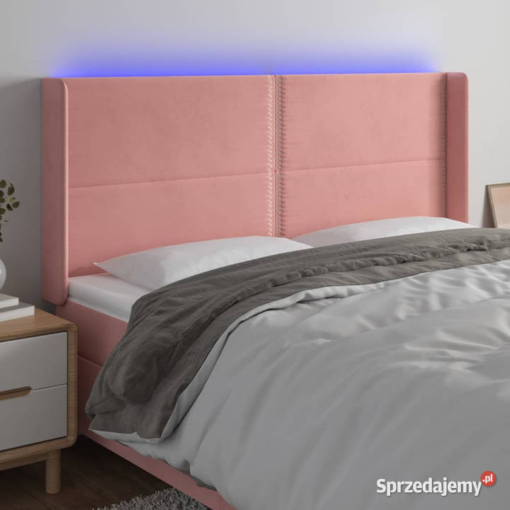 Zagłówek do łóżka z LED różowy 203x16x118128