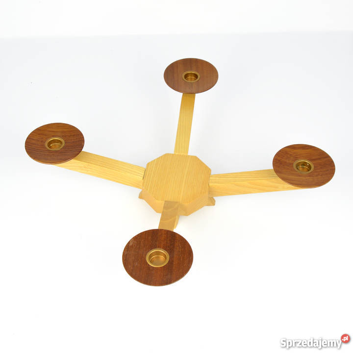 Czteroramienny świecznik drewniany Dania lata 70 Warszawa sprzedam