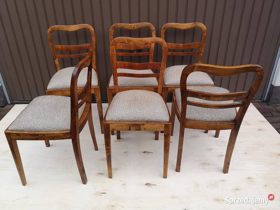 Krzesła ARTDECO Stare Antyk Komplet 6 Sztuk Swarzędz
