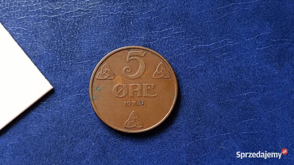 Stare monety 5 ore 1937 Norwegia Numizmatyka Lesko