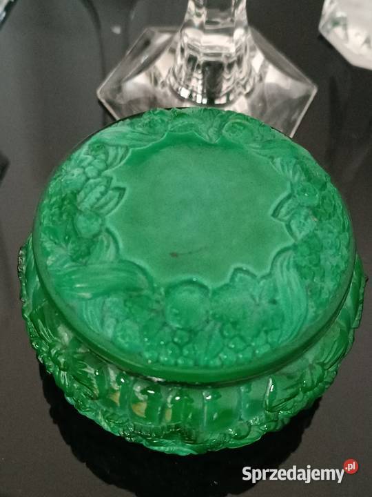 Schlevogt Puzdro artystyczne szkło malachitowe śląskie Jastrzębie-Zdrój