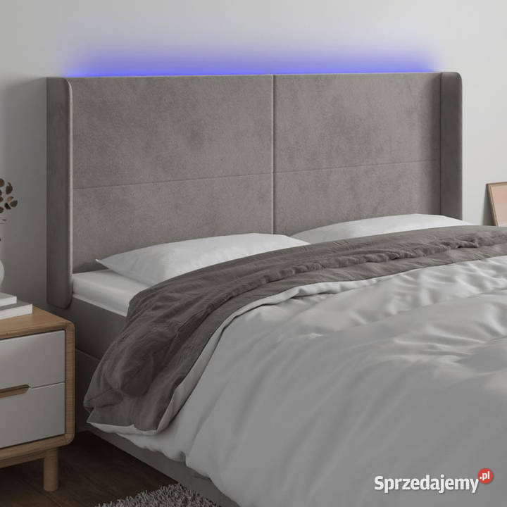 Zagłówek do łóżka z LED jasnoszary 183x16x118128 Warszawa sprzedam