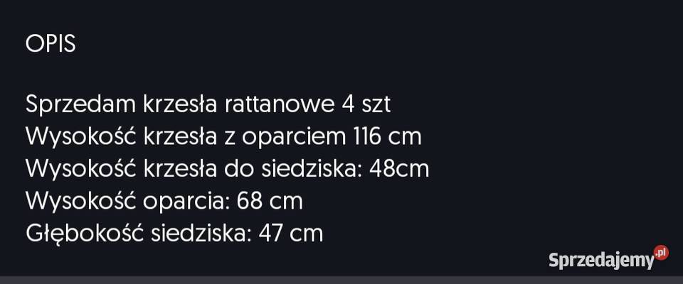4 krzesła rattanowe Krzesła Ozorków