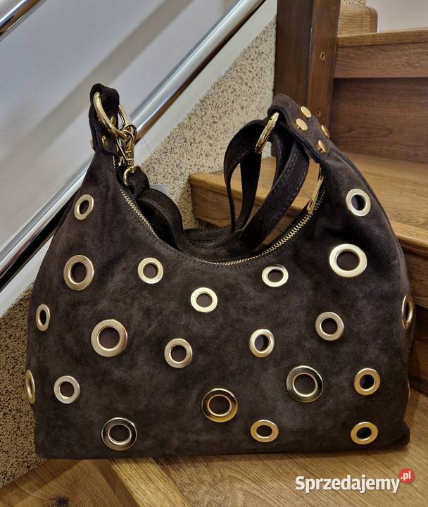 Torebka Vera Pelle 100 skóra naturalna czekolada brązowy/beżowy wielkopolskie