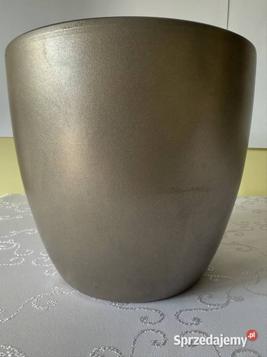 Donica duża ceramiczna srebrna lakierowana śląskie Czerwionka-Leszczyny