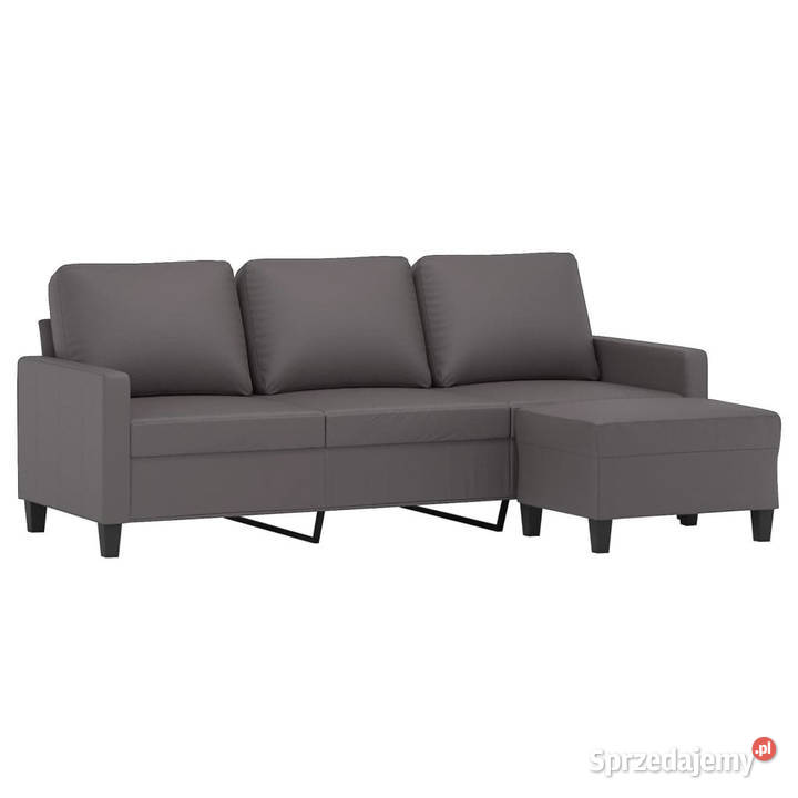 3osobowa sofa z podnóżkiem szary 180 sztuczna Warszawa