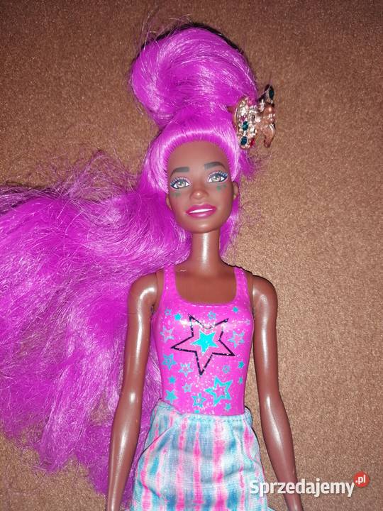 Lalka Barbie murzynka z różowymi Łódź