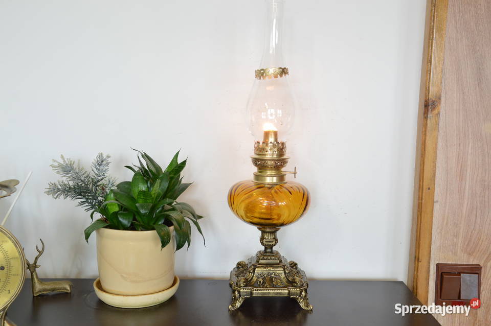 piękna szklana LAMPA NAFTOWA b stara Depose