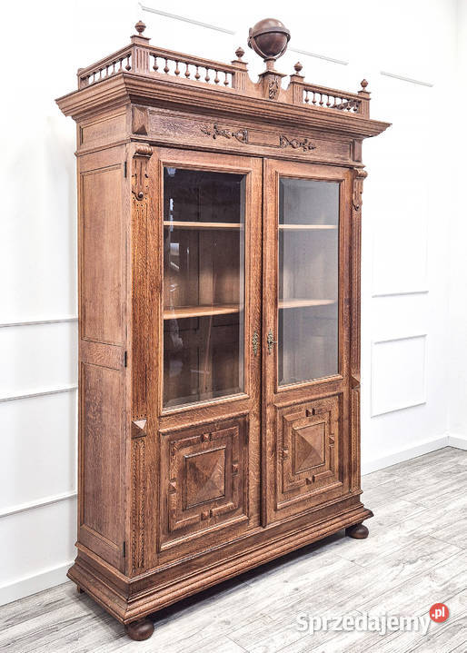 Dębowa WITRYNA eklektyczna DEKOR ażurowa wielkopolskie
