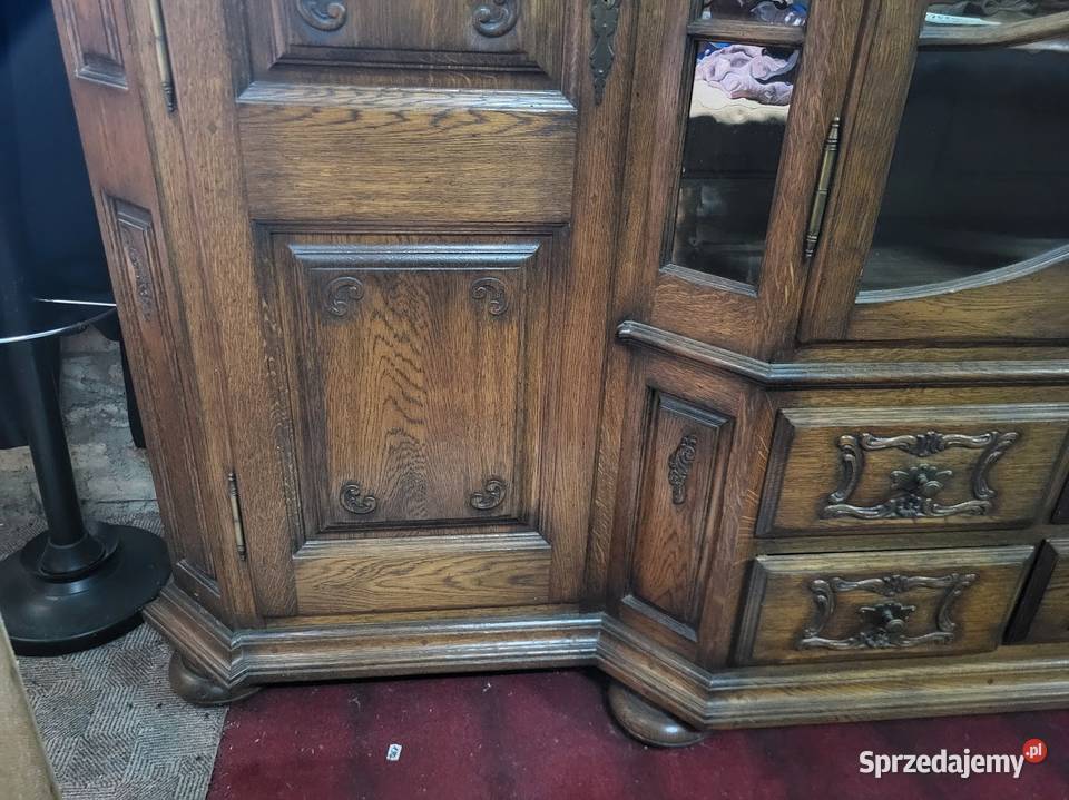 Piękny kredens dębowy lity ciemny dąb biblioteka Kredensy i witryny kujawsko-pomorskie Sypniewo