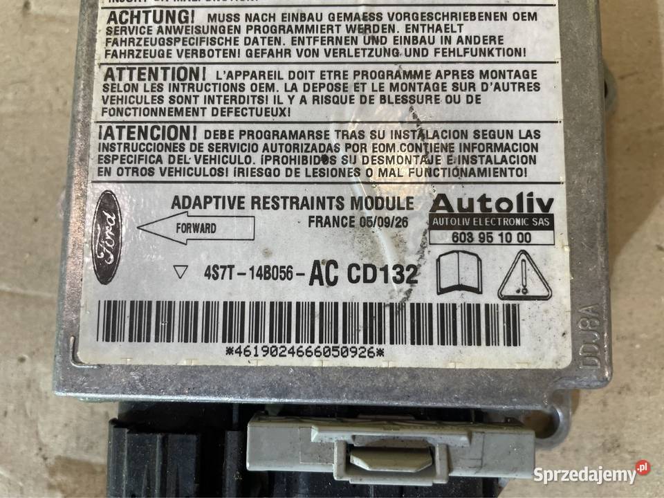 Moduł sensor airbag 4S7T14B056 Ford mondeo mk3 poduszki powietrzne zachodniopomorskie