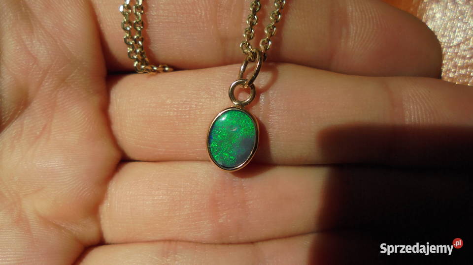 złota zawieszka 585 z nat ciemnym opalem Warszawa