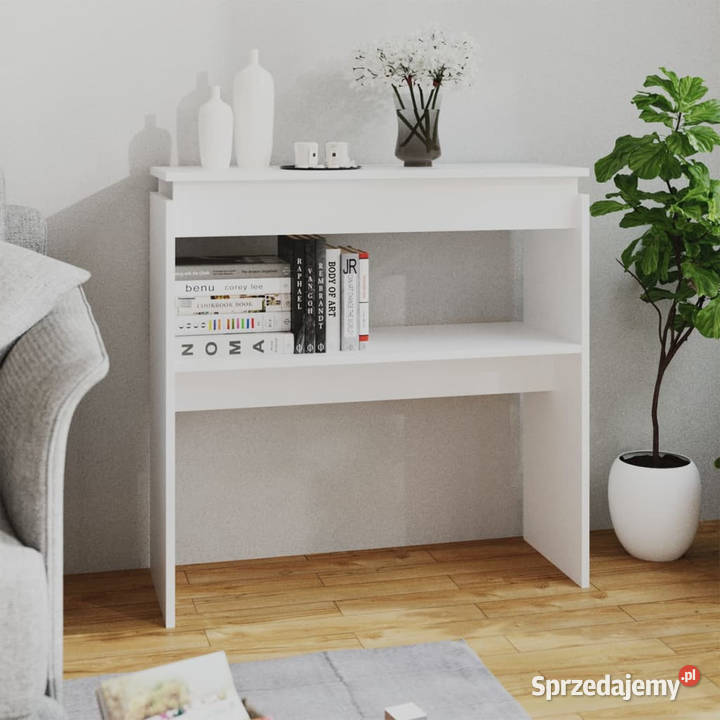 Stolik konsolowy biały 80x30x80 materiał Warszawa