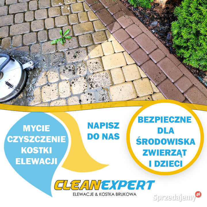 Mycie czyszczenie kostki brukowej elewacji tynku małopolskie Wadowice