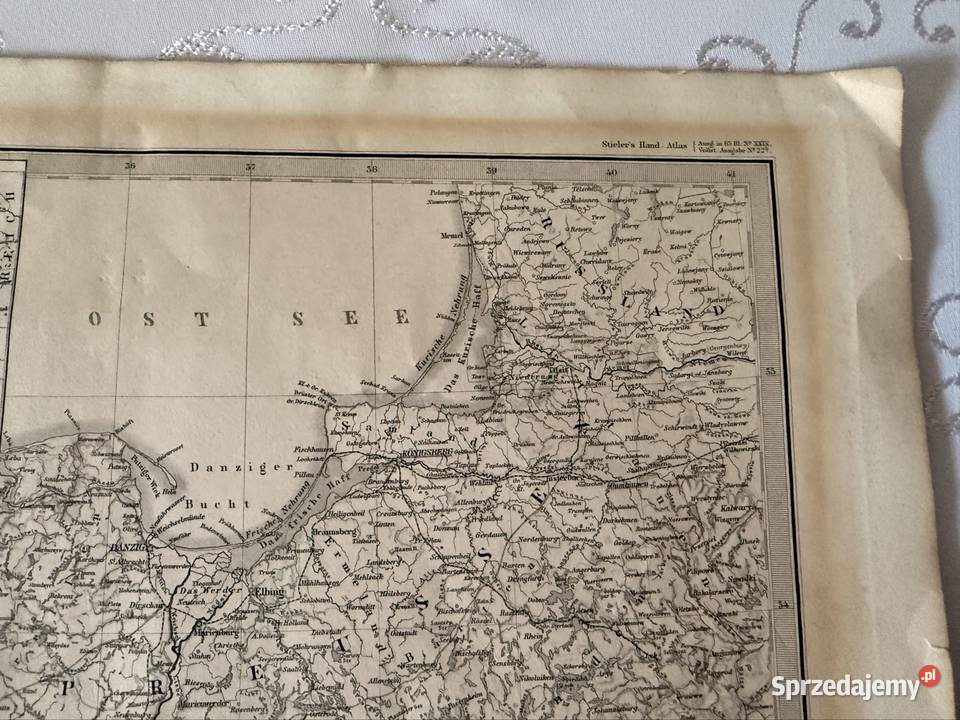 Stara mapa historyczna Polski 1869 Prusy Poznań Czerwionka-Leszczyny