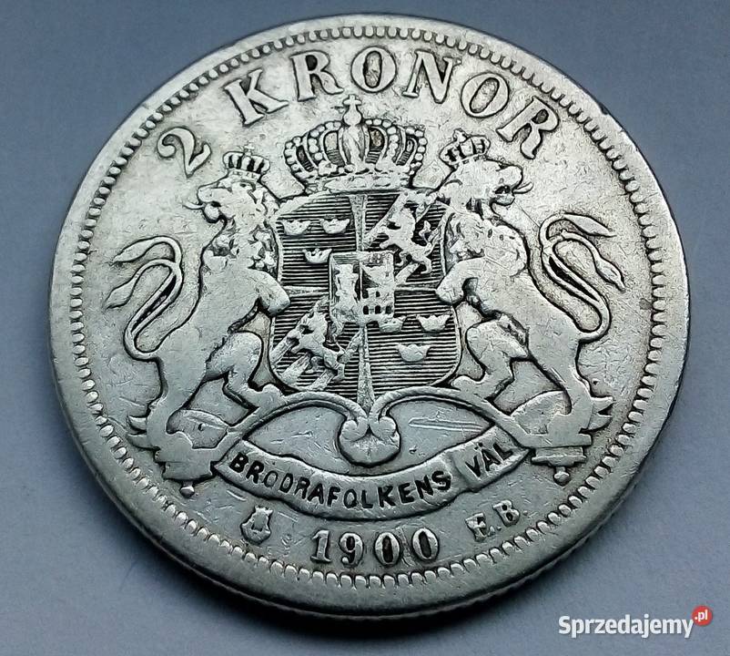 SZWECJA2 KORONY1900 r SREBRO 0800 OSCCAR ŁADNA Legionowo