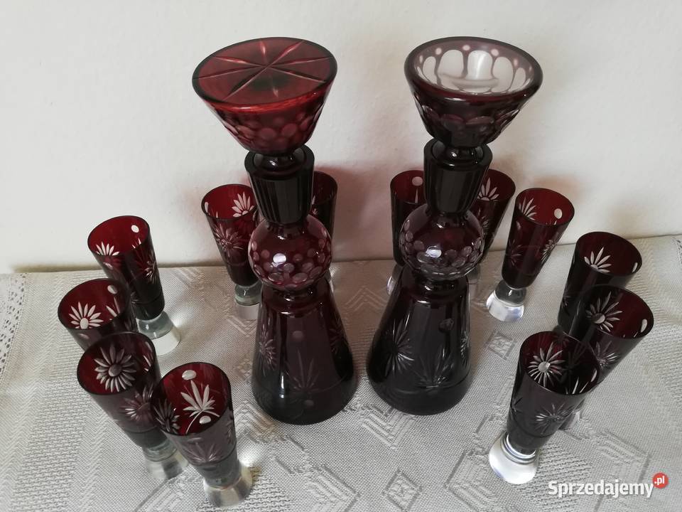 Karafki stylowe z kieliszkami dwa komplety Gorlice