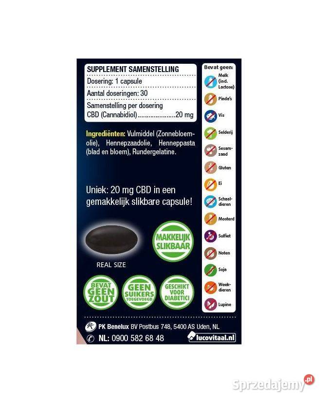 Lucovitaal Olej konopny CBD 20mg 30 kapsułek Łódź sprzedam