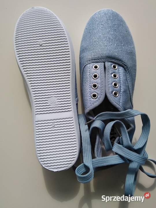 Niebieskie trampki ze srebrną nitką tenisówki Warszawa