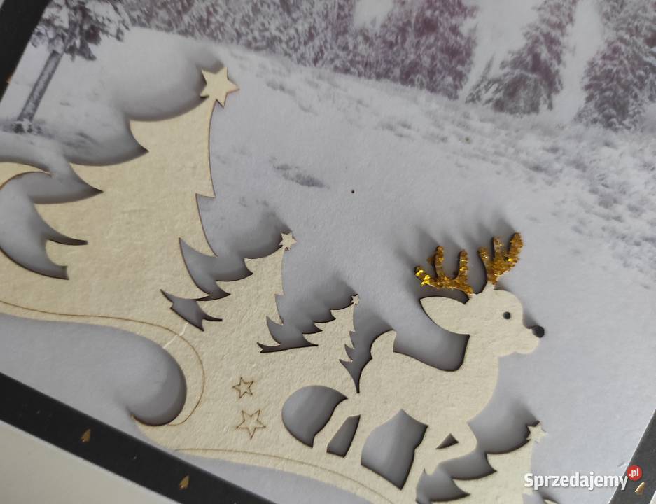 Kartka ręcznie robiona Boże Narodzenie renifer Łódź