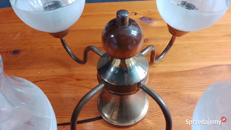 żyrandol metal szkło drewno sprzedam