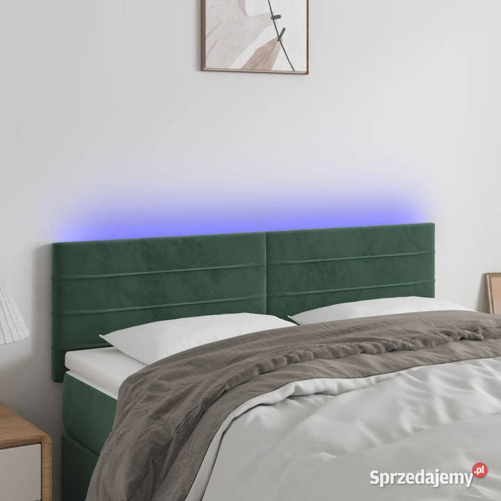 Zagłówek do łóżka z LED ciemnozielony 144x5x7888 Warszawa sprzedam