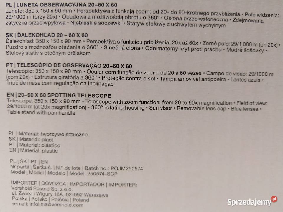 NAJTANIEJ Luneta Obserwacyjna Teleskopowa 2060 x Lornetki i teleskopy śląskie Zabrze sprzedam