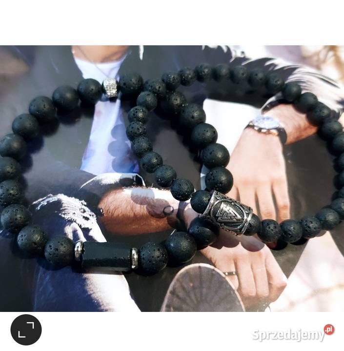 BRANSOLETKI DWIE SZTUKI RUNA VALKNUT STAL KAMIEŃ Katowice