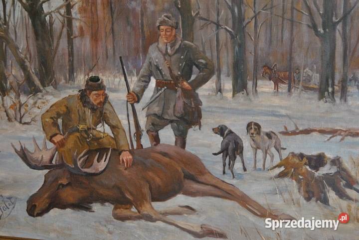J Fałat Nieśwież Myśliwi Upolowany Łoś Zima