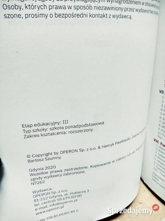 Matematyka 12 rozszerzenie podręcznik operon Antykwariat Warszawa sprzedam