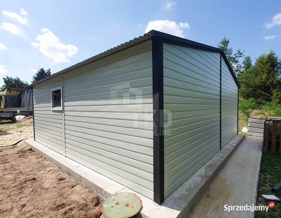 Garaż Blaszany 65x5 Brama drzwi okno Antracyt