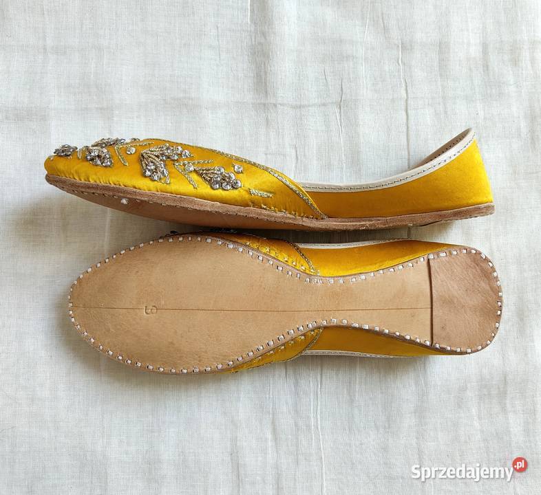 Indyjskie buty baleriny khussa 38 zdobione skóra Balerinki Szczecin