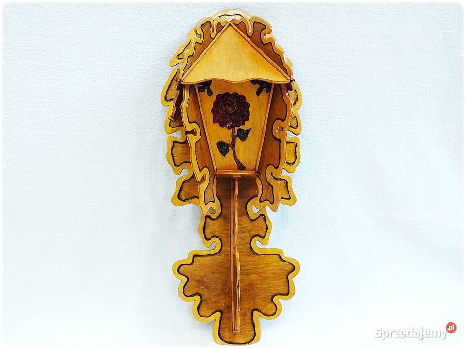 Stara Lampka drewniana śliczne kolorowe witraże Żary