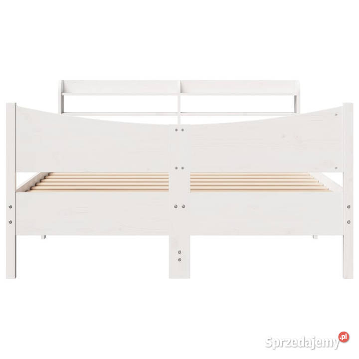 Rama łóżka z wezgłowiem biała lite drewno 82cm Warszawa