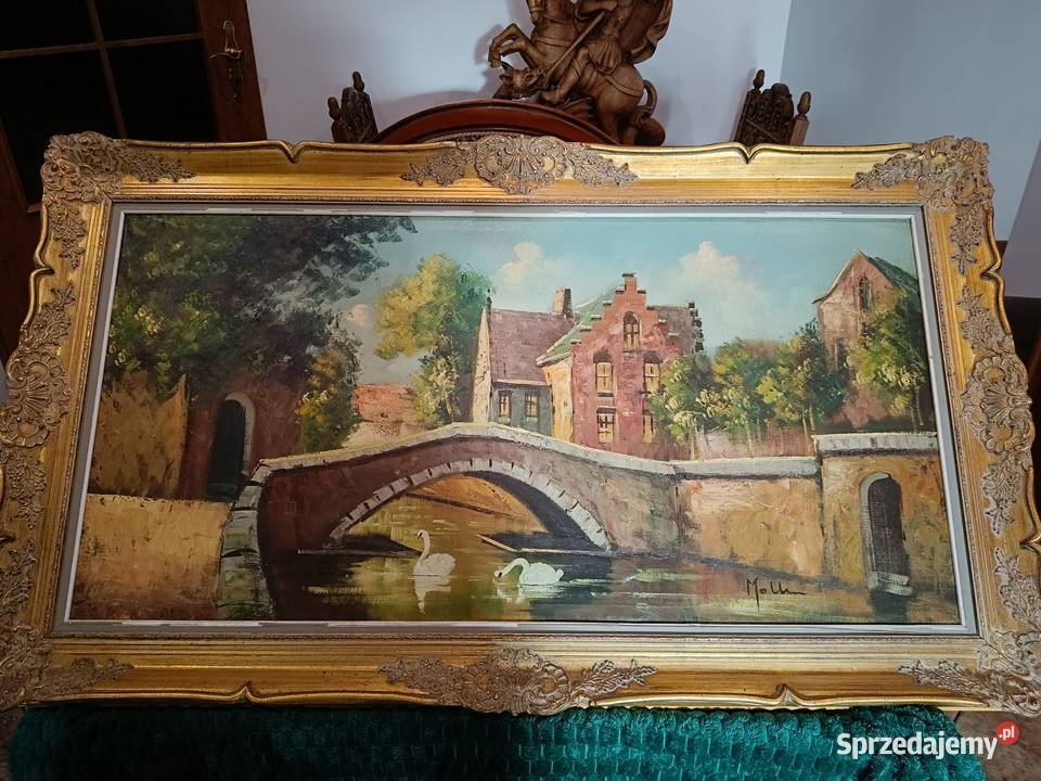 Stary duży obraz na płótnie z pięknej pałacowej Lipno